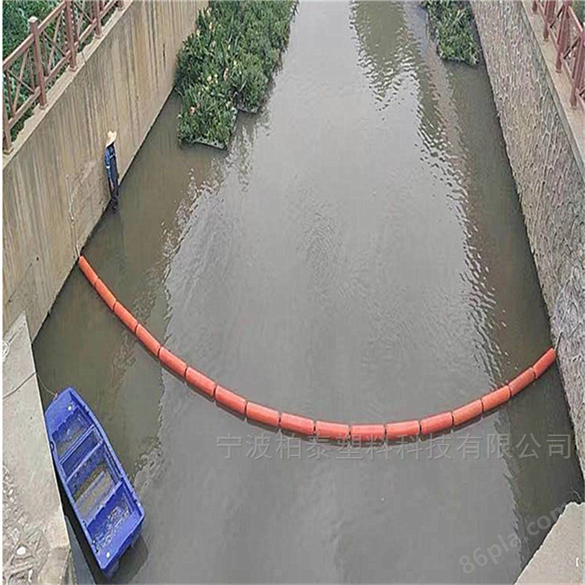 取水明渠拦污网浮球河道大距离拦漂排系统