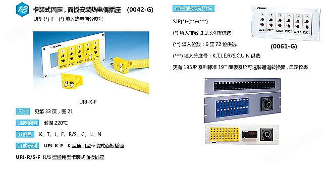 UPJ-(*)-F面板式熱電偶插座|美國omega面板鑲嵌式熱電偶插座
