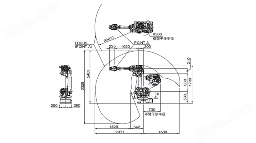 NACHi SRA166/210 焊接机器人运行轨迹图
