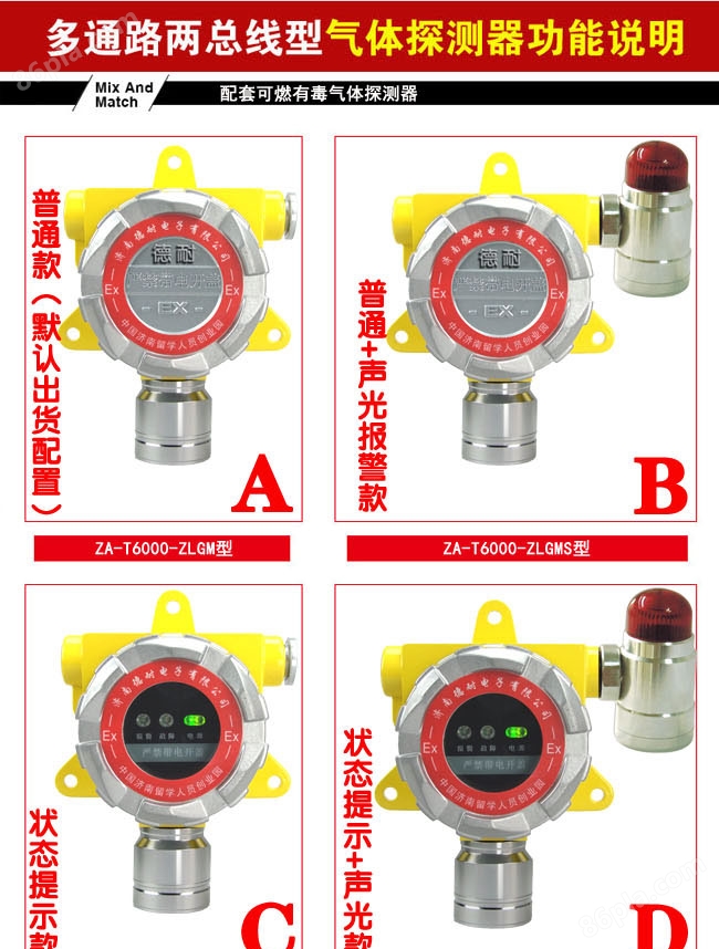 固定式二氯乙烷气体报警器,气体探测仪配置LED状态指示灯